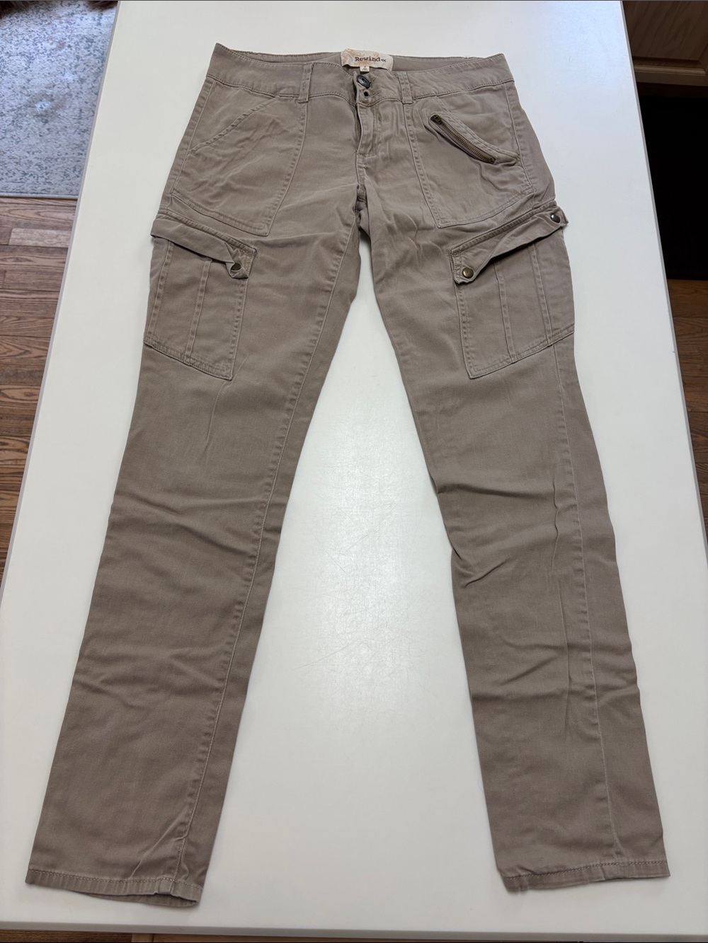 Rewind Beige Slim Cargo Pants